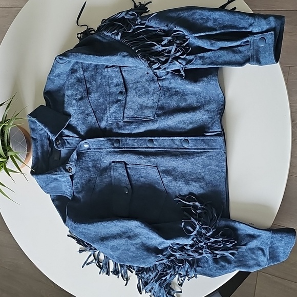 Blank NYC Fringe Utility Jacket in Deep Blue - Picture 11 of 11